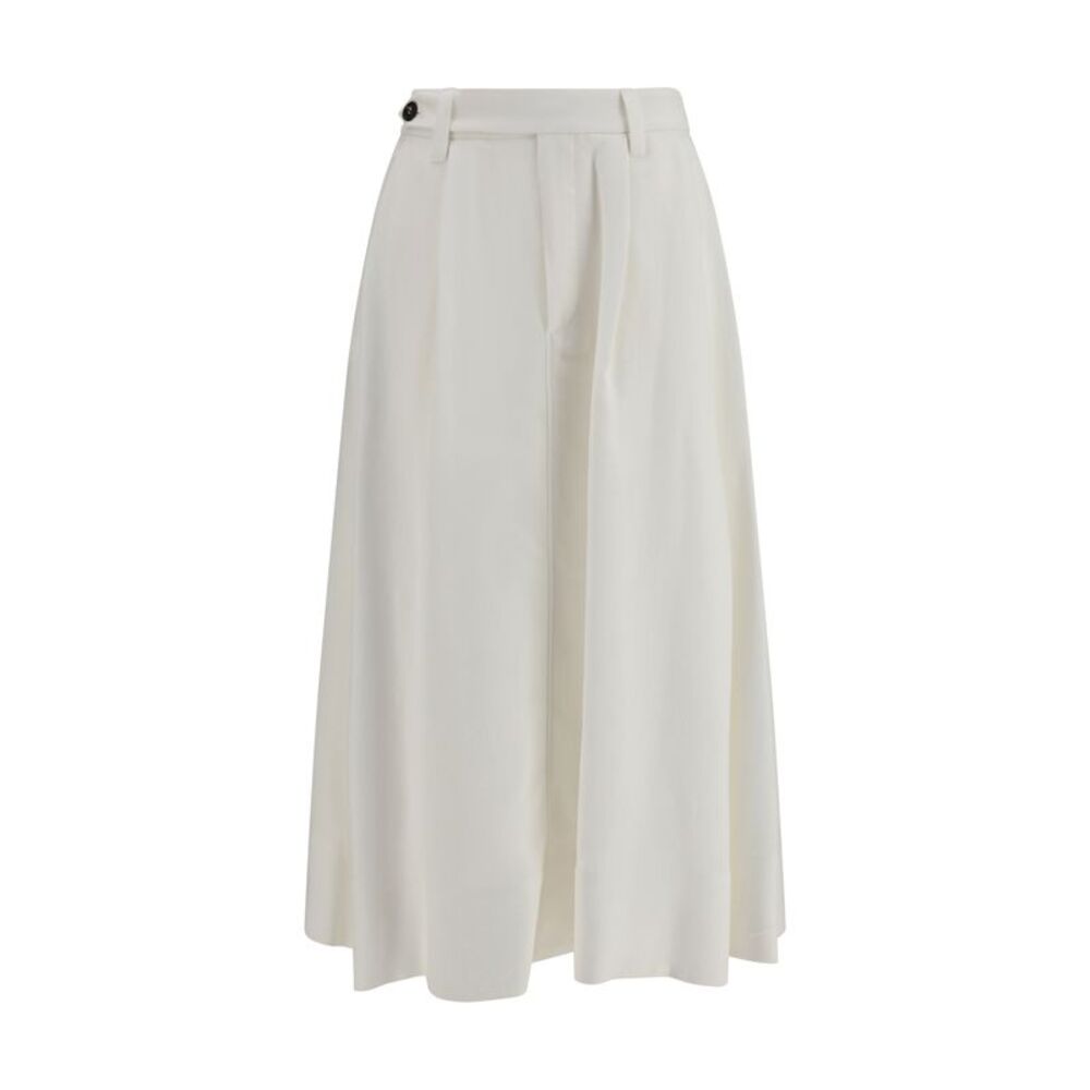 Brunello Cucinelli Women Fluid Twill Tailored Skirt With Monili
